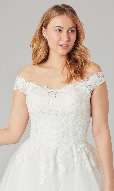 Catherine: Off-Shoulder Long Wedding Gown by KL-300130