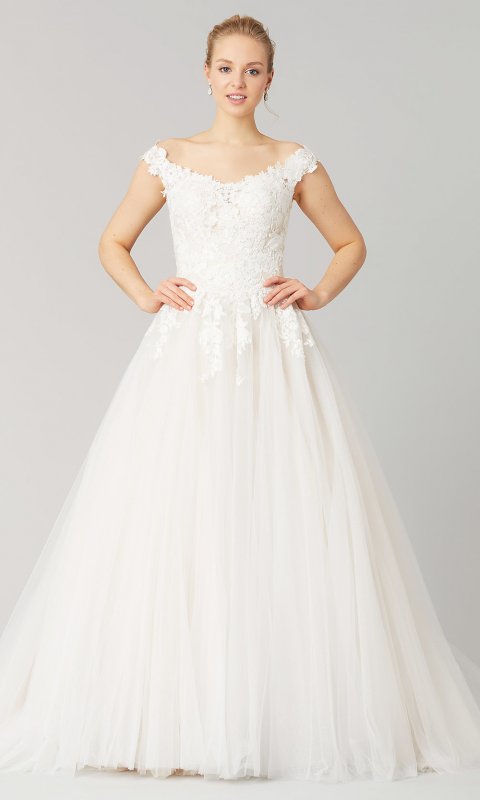Catherine: Off-Shoulder Long Wedding Gown by KL-300130