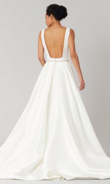 Grace: Open-Back A-Line Wedding Dress with Pockets KL-300133