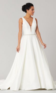 Grace: Open-Back A-Line Wedding Dress with Pockets KL-300133