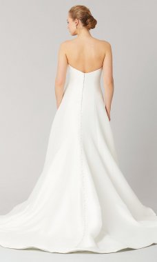Laura: A-Line Long Satin Wedding Gown by KL-300134