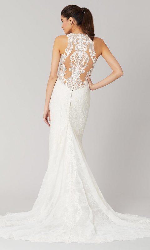 Irene: Lace High-Neck Wedding Dress by KL-300137