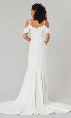 Angela: Cold-Shoulder Long Wedding Dress by KL-300143