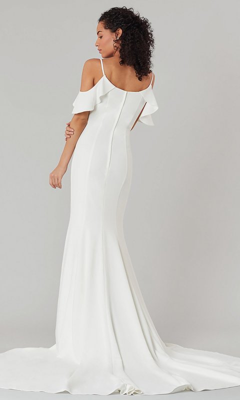 Angela: Cold-Shoulder Long Wedding Dress by KL-300143