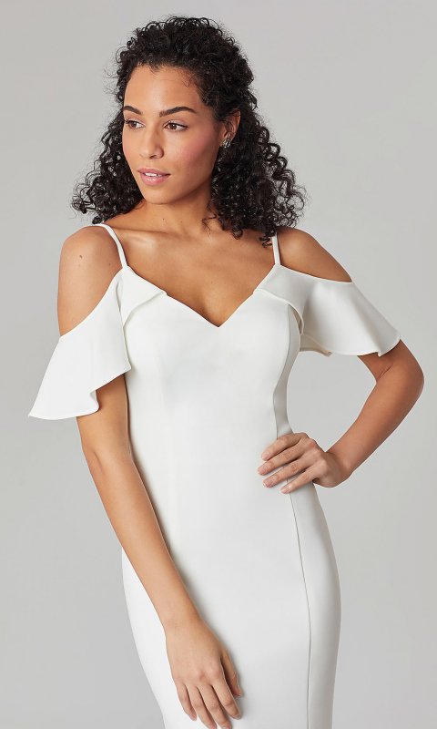 Angela: Cold-Shoulder Long Wedding Dress by KL-300143