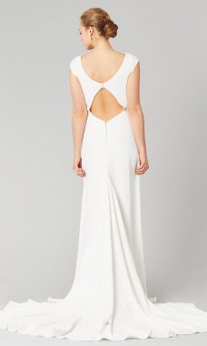 Rosa: Crepe Cap-Sleeve Wedding Dress by KL-300146