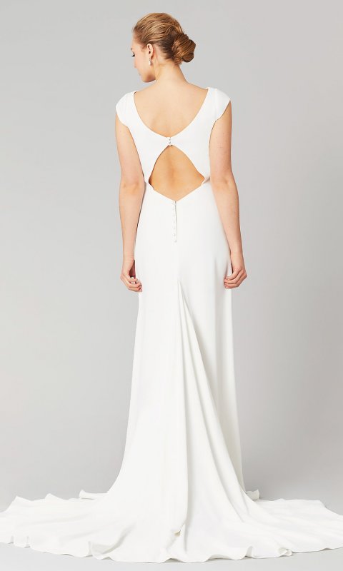 Rosa: Crepe Cap-Sleeve Wedding Dress by KL-300146