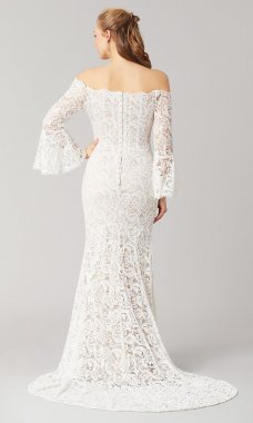 Trinity: Long Bell-Sleeve Wedding Dress by KL-300148