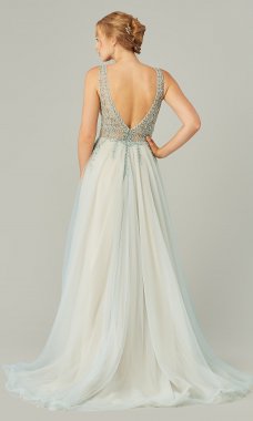 Zara: V-Neck Long Wedding Dress KL-300163B