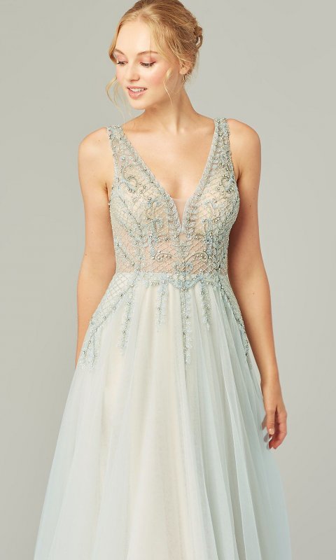 Zara: V-Neck Long Wedding Dress KL-300163B