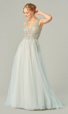 Zara: V-Neck Long Wedding Dress KL-300163B