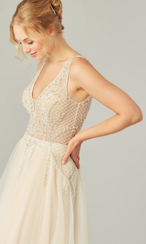 Zara: V-Neck Long Bridal Gown KL-300163I