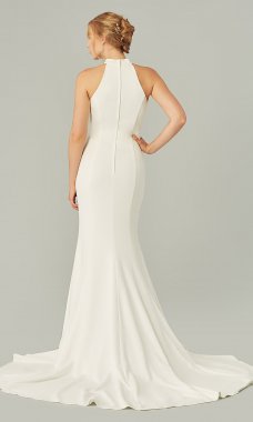 Audrey: High-Neck Ivory Long Wedding Dress KL-300180