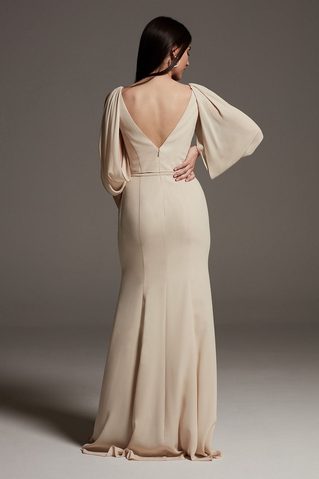 Split Sleeve Crepe Bridesmaid Dress ...