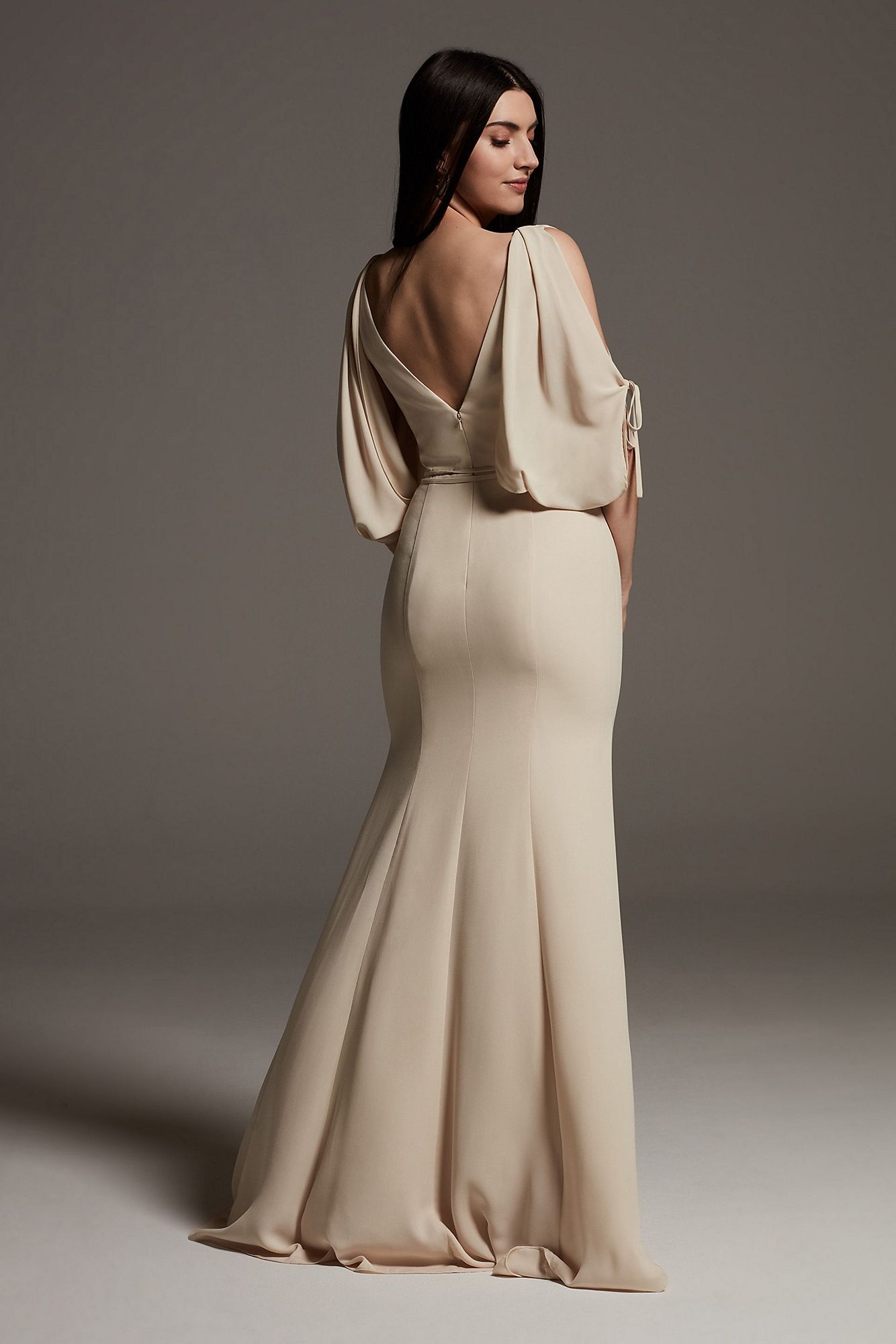 Split Sleeve Crepe Bridesmaid Dress ...