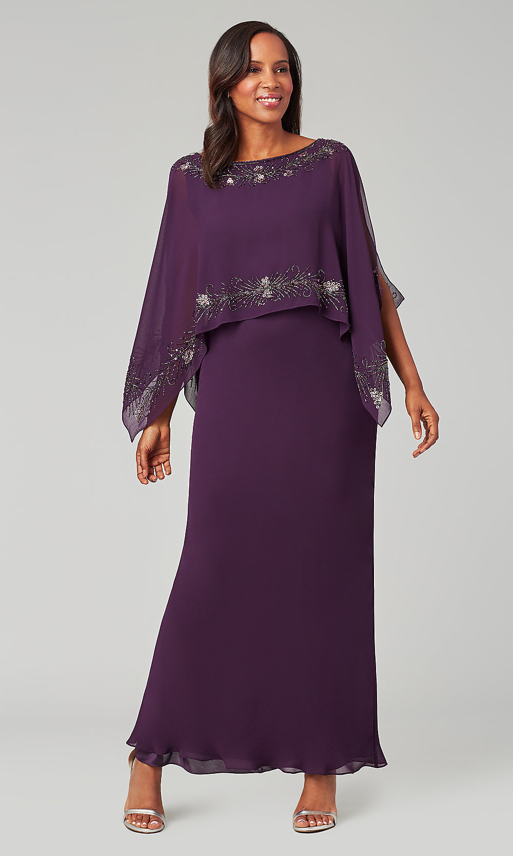 Long Chiffon Plum Purple MOB Dress with ...